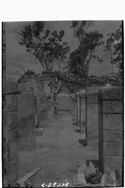 NE colonnade - looking W along S. arch toward W. end of same after excavation