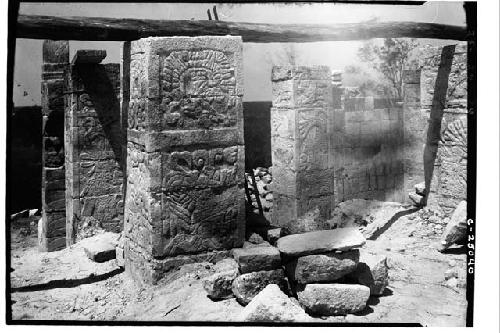 Center chamber of the Temple of Warriors during excavation