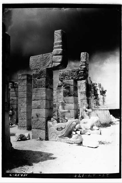 Serpent columns at the Temple of Warriors