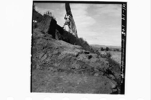 Panorama of terraces above terrace 4 (Phase I) as found.  Photo A fits with B an