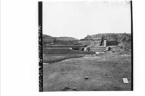 Panorama of South Plaza and Mounds 1-4 from center of Plaza.  End of season.