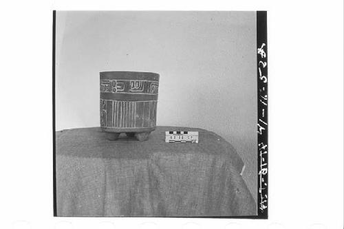 Tripodal Pottery Jar with Painted and Incised Decoration