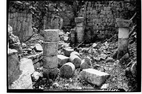 Interior view, Thompson's Temple W. side, S. end Court of Columns