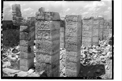 Columns at the Temple of Warriors before completion of excavation