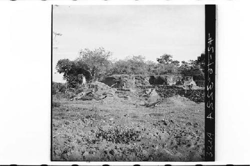 Panorama of north side of platform and mound..