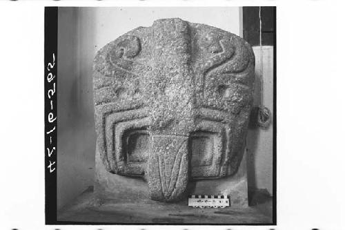 Carved Stone Stylized Jaguar (?) Head