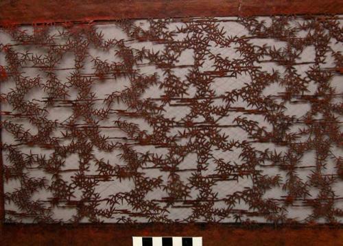 Stencil, Katagami, treated paper, hand cut delicate bamboo pattern, silk webbing