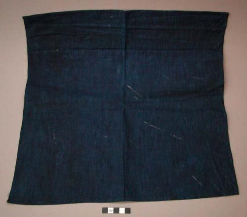 Woven textile, square of indigo blue cloth, edges finished