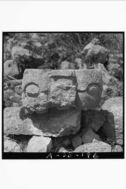 Sculptured flat mask, Structure 2C6 (Casa 1); East side