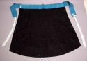 Woman's apron - black cotton trimmed with blue cotton bands; +