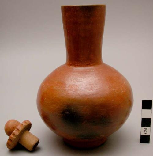 Pottery water bottle, with stopper