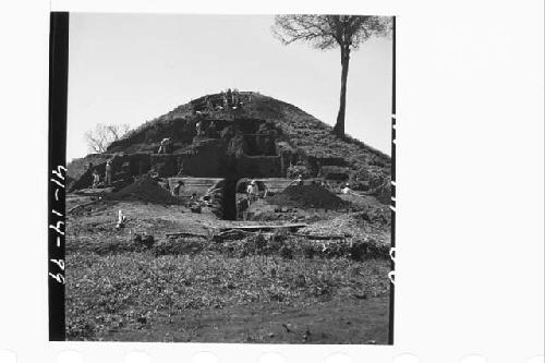 N side of Mound 1 showing beginning of work at top