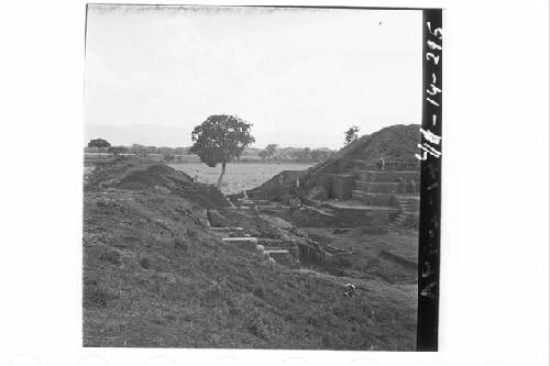 Panorama of Mounds 3, 2, 1 from top of Md. 4 looking S and SW