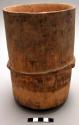 Mortar, wood; one piece; carved around middle to facilitate carrying, 7 1/2" x 5