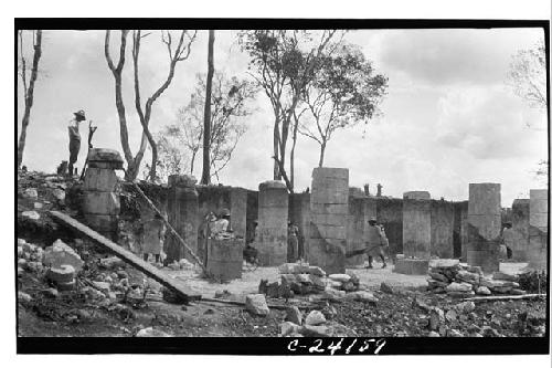 NE Colonnade - looking NE - close-up of 3rd line of columns just appearing