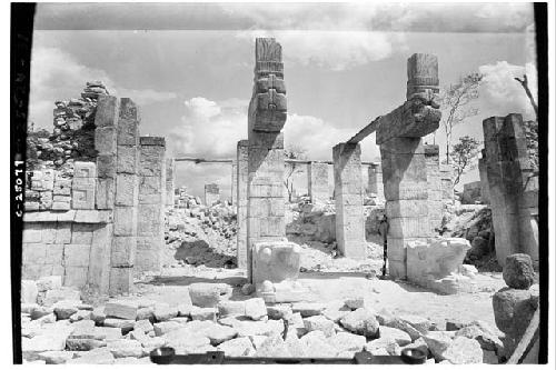 Serpent columns at the Temple of Warriors