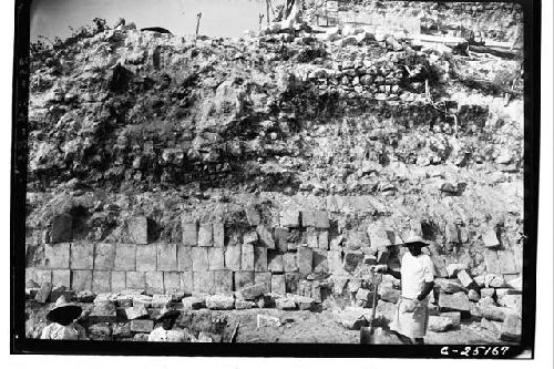 T. of War. W. end S. side showing in situ portions 3rd sloping element