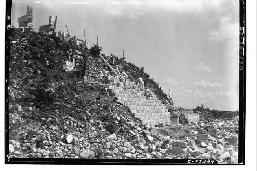 Stairway at the Temple of Warriors during repair