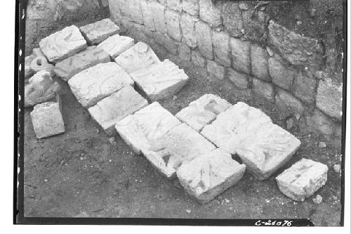 Patio, wall and frieze from colonnade of Temple of the Phalli.