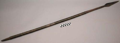 Assegai (spear) - wood, iron and brass, metal tip on end