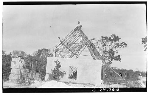 Morris House - walls up but no thatch - looking West