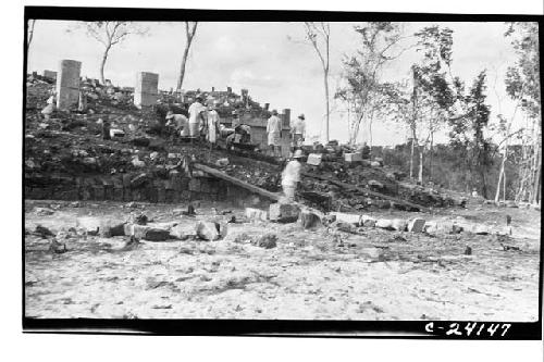 Northeast Colonnade - looking NE - SE corner after start of excavation