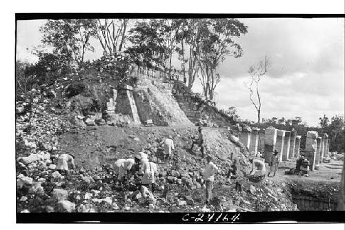 NE Colonnade - looking NW, W. end after excavation