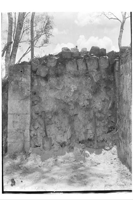 NE colonnade - part of fallen arch at E end showing arch stones down, looking N