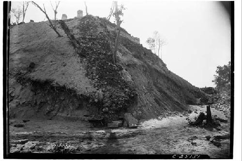 T. of War. NE corner of pyramid seen from NE during course of excavation