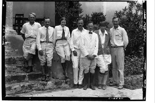 Staff members standing in west corridor of hacienda