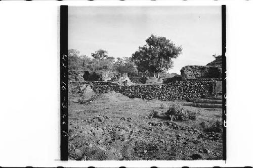 Panorama of north side of platform and mound..