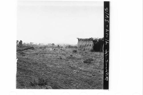 Panorama of South Plaza and Mounds 1-4 from center of Plaza.  End of season.