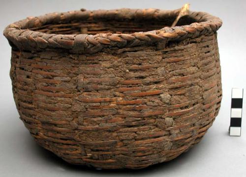 Round, wicker-work basket