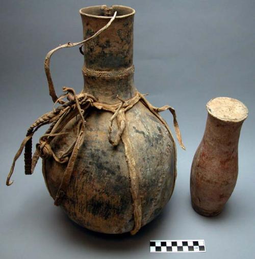 Wood milk container with hide cover (ngrumun-gillie-ngalla)