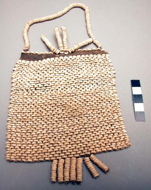Beaded public aprons, beads made of ostrich egg shells, worn by infants, ties ma