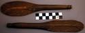 2 miniature wooden paddles