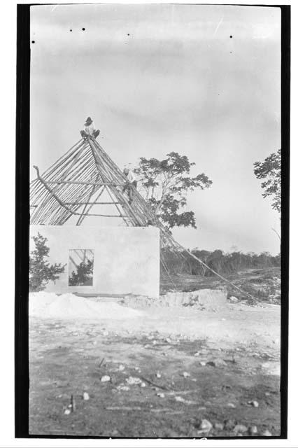 Morris House - walls up but no thatch - looking West