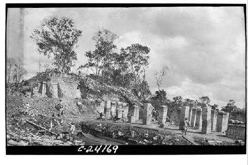 NE Colonnade - looking NW, W. end after excavation