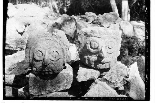 Temple of Four Lintels, heads, full face view