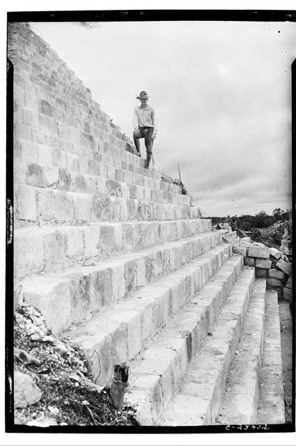 Morris on stairs at the Temple of Warriors