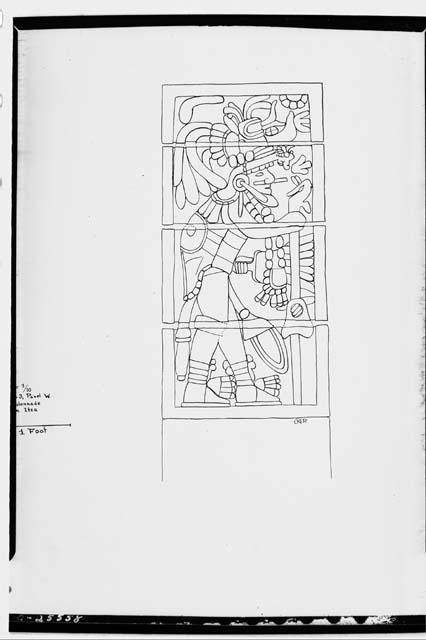 Drawing of Column 3 at the Court of 1000 Columns