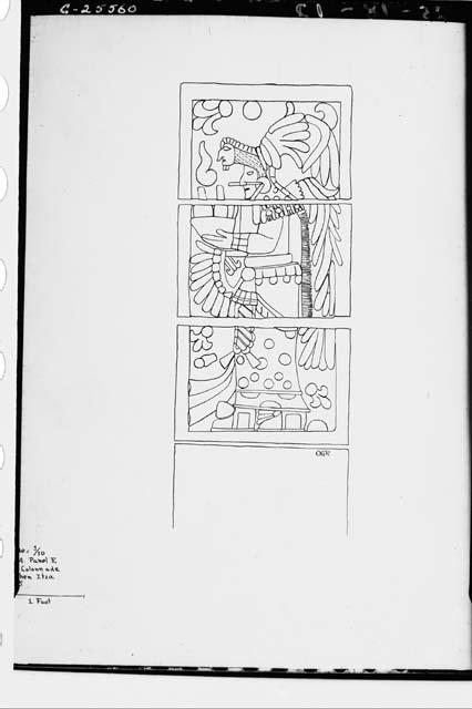 Drawing of Column 4 at the Court of 1000 Columns