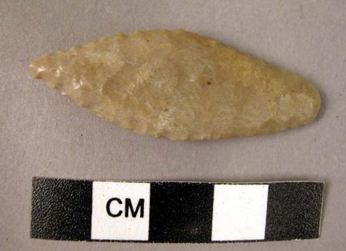 Flint rhomboidal single-tipped, worked, leaf-shaped point