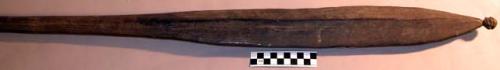 Wooden war club - handle & thick part have triangular cross section +