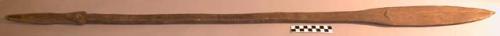 Wooden club - squared stem, oval "blade" with midribs; when unused is +