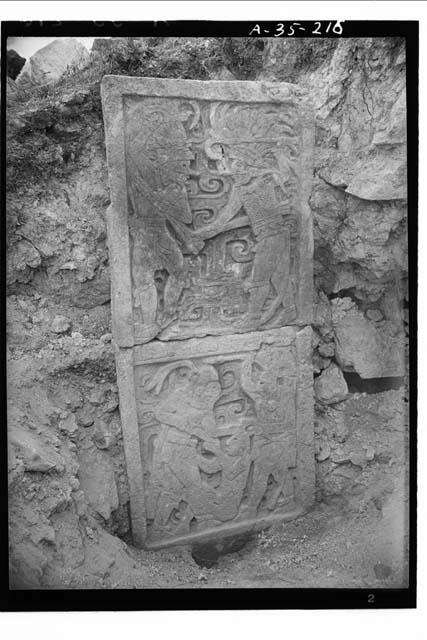 South sculptured jamb, room 21, Structure 2C6 (Casa 1)