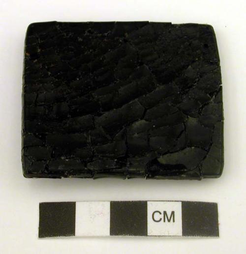 Lignite button, square, perforated