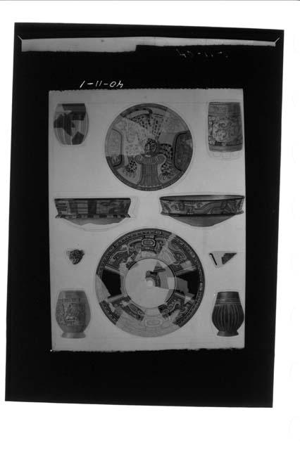 Color plate of R.E.Smith Uaxactun pottery report.  (Tulane Pub. 20 1955)