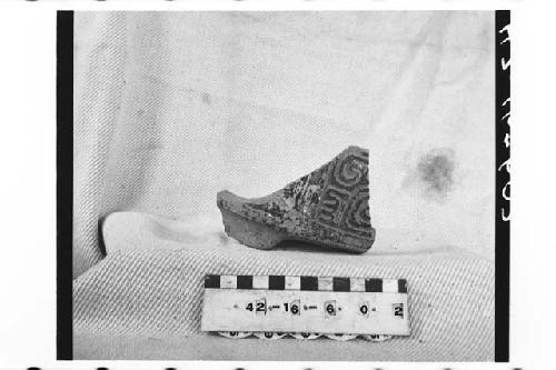 Sherd of polychrome podal pottery vase