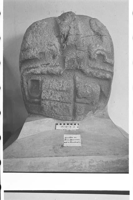 Large Carved Stone; Stylized Jaguar (?) Head